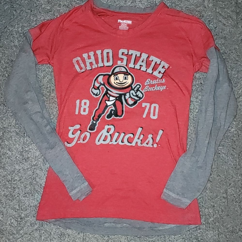 ProEdge Ohio State Brutus buckeyes go buks womens/child sz M y2k double layering